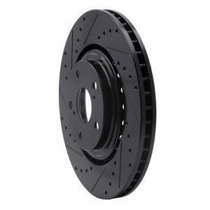 Lexus NX200T Brake Rotor (1) - Front Left - R1 Concepts - Drilled & Slotted - Black - `08-`21